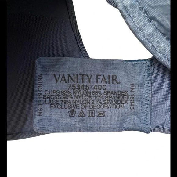 Vanity Fair Blue Bra Sz 40C - Picture 4 of 4